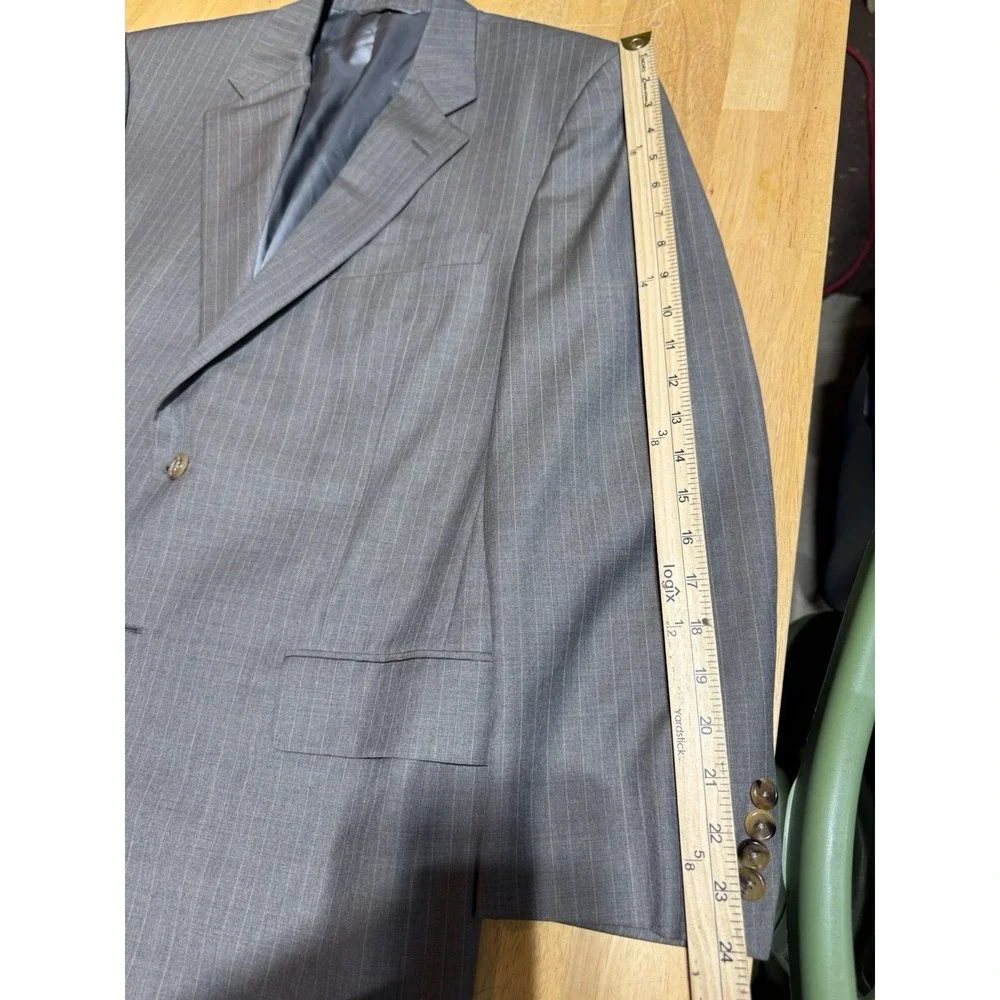 Hickey Freeman Nordstrom Blazer 41R Gray Pinstripe Wool USA Union Made